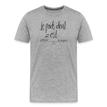 le poids idéal - T-shirt bio Premium Homme - gris chiné - Devant - Damien (186cm)