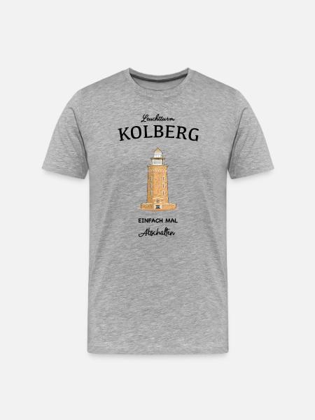 Leuchtturm Kolberg, Ostsee - Männer Premium Bio T-Shirt - Grau meliert