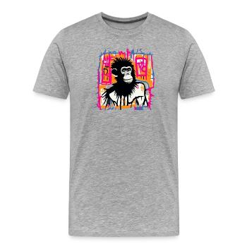 Chimpanzee Street Art - Colorful Monkey Graffiti - Men's Premium Organic T-Shirt - heather grey - Front - Damien (186cm)