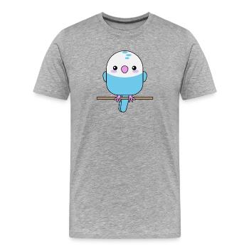 Niedlicher Wellensittich, Papagei, Vogel - Männer Premium Bio T-Shirt - Grau meliert - Vorne - Damien (186cm)