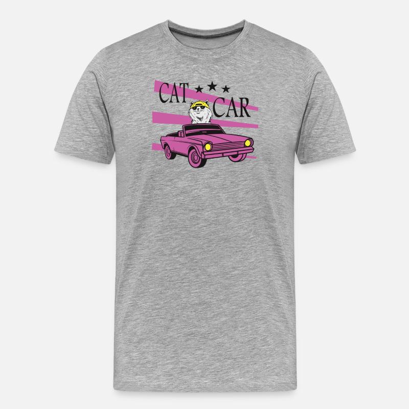 Katzen Auto - Männer Premium Bio T-Shirt - Grau meliert