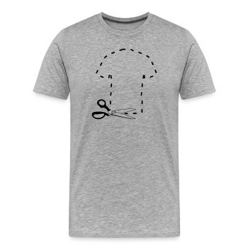 T-shirt découpé patron - T-shirt bio Premium Homme - gris chiné - Devant - Damien (186cm)