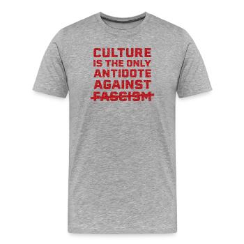 La culture contre le fascisme - T-shirt bio Premium Homme - gris chiné - Devant - Damien (186cm)
