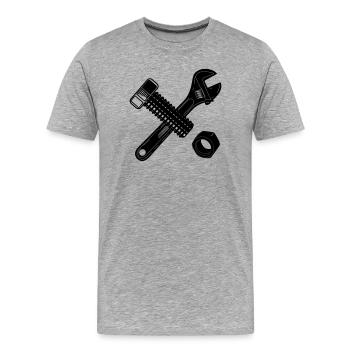 Écrou de boulon et clé - T-shirt bio Premium Homme - gris chiné - Devant - Damien (186cm)