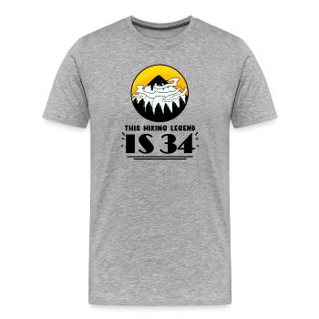 34. Geburtstag Wanderer 34 Jahre alt Berg Wandern - Männer Premium Bio T-Shirt - Grau meliert - Vorne - Damien (186cm)