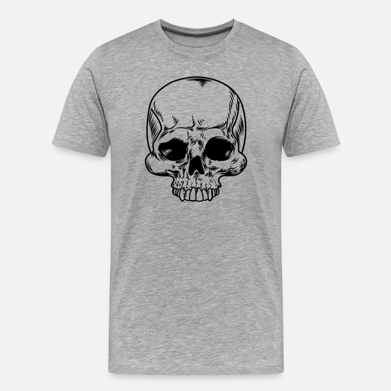 Schädel transparent - Männer Premium Bio T-Shirt - Grau meliert