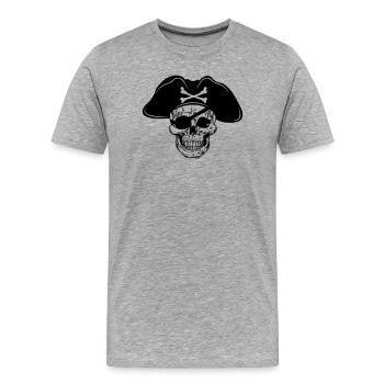 Chapeau de pirate crâne et cache-œil - T-shirt bio Premium Homme - gris chiné - Devant - Damien (186cm)