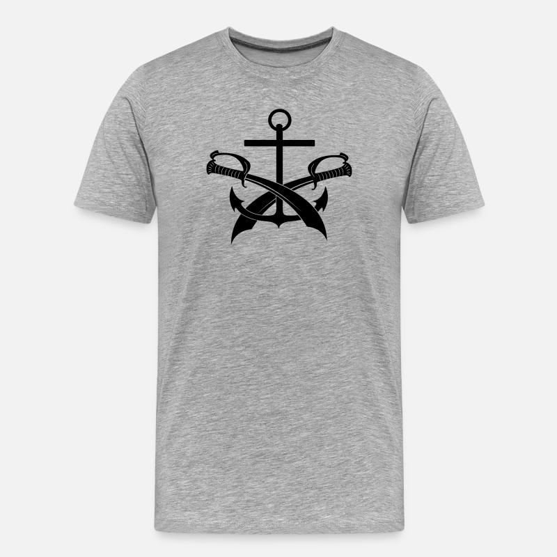 Anker und zwei Schwerter - Männer Premium Bio T-Shirt - Grau meliert
