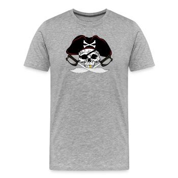 Pirate à la dent d’or - T-shirt bio Premium Homme - gris chiné - Devant - Damien (186cm)