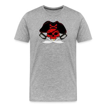 Pirate rouge - T-shirt bio Premium Homme - gris chiné - Devant - Damien (186cm)