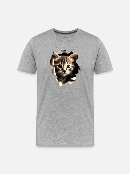 Cat Motif Art Cat Design Domestic Cat Meow Cat - Men's Premium Organic T-Shirt - heather grey