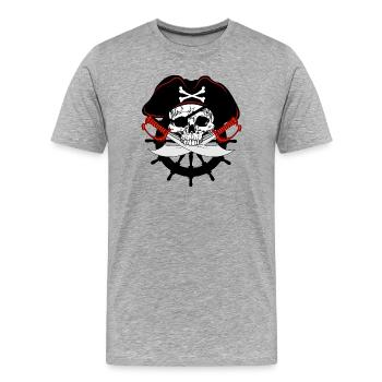 Pirate skull - Men's Premium Organic T-Shirt - heather grey - Front - Damien (186cm)
