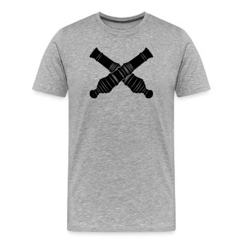 Two cannon barrels crossed - Men's Premium Organic T-Shirt - heather grey - Front - Damien (186cm)