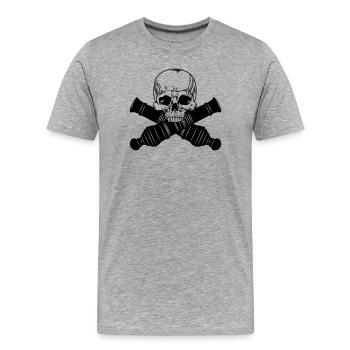 Skull with two cannons - Men's Premium Organic T-Shirt - heather grey - Front - Damien (186cm)