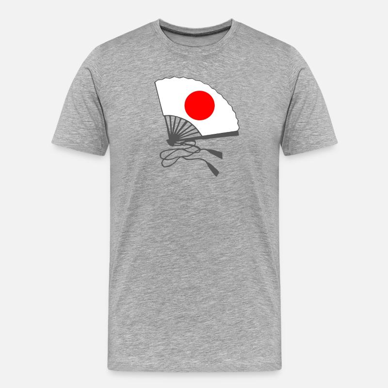 japanflaggen muster, japanischer fächer - Männer Premium Bio T-Shirt - Grau meliert