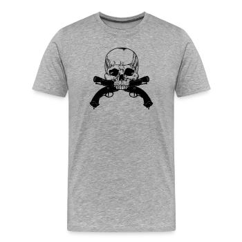 Duel au pistolet crânien - T-shirt bio Premium Homme - gris chiné - Devant - Damien (186cm)