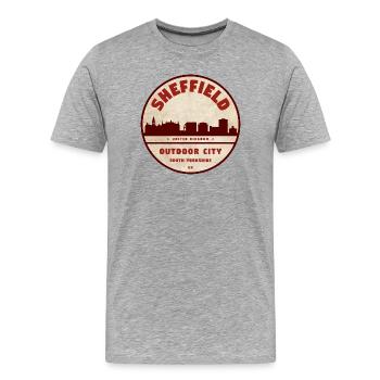 Sheffield Skyline Rundlogo Shirt - Männer Premium Bio T-Shirt - Grau meliert - Vorne - Damien (186cm)
