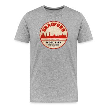 Bradford Wool City Emblem - Männer Premium Bio T-Shirt - Grau meliert - Vorne - Damien (186cm)