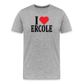 T-Shirt Ich liebe Ercole T-Shirt Geschenkidee - Männer Premium Bio T-Shirt - Grau meliert - Vorne - Damien (186cm)