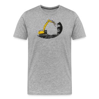 Abreißbagger mit Schrottschere - Männer Premium Bio T-Shirt - Grau meliert - Vorne - Damien (186cm)