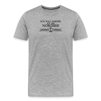 Anker Nordsee Plattdeutsch Spruch Moin - Männer Premium Bio T-Shirt - Grau meliert - Vorne - Damien (186cm)