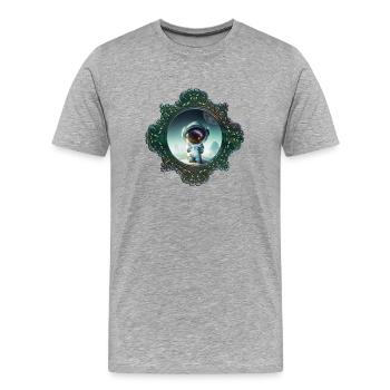Le petit astronaute sur une planète - T-shirt bio Premium Homme - gris chiné - Devant - Damien (186cm)