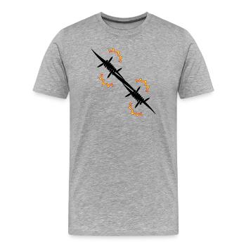 Electric fence Barbed wire - Men's Premium Organic T-Shirt - heather grey - Front - Damien (186cm)