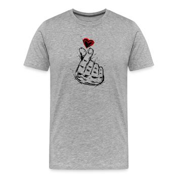 K-Pop Liebe - Männer Premium Bio T-Shirt - Grau meliert - Vorne - Damien (186cm)