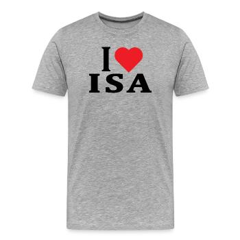 T-Shirt I love Isa T-Shirt Geschenkidee - Männer Premium Bio T-Shirt - Grau meliert - Vorne - Damien (186cm)