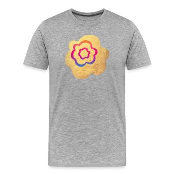 Farbverlauf Blume Gold Yoga Meditation Namaste Om - Männer Premium Bio T-Shirt - Grau meliert - Vorne - Damien (186cm)