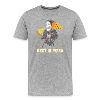 Rest in Pizza the Death - Men's Premium Organic T-Shirt - heather grey - Front - Damien (186cm)