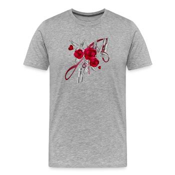 Bouquet argenté de la Saint-Valentin avec des roses - T-shirt bio Premium Homme - gris chiné - Devant - Damien (186cm)