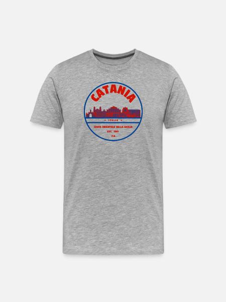 Catania Skyline Round Logo Italy - Men's Premium Organic T-Shirt - heather grey