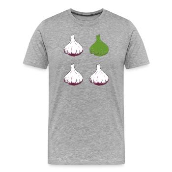 knoblauch 4er - Männer Premium Bio T-Shirt - Grau meliert - Vorne - Damien (186cm)