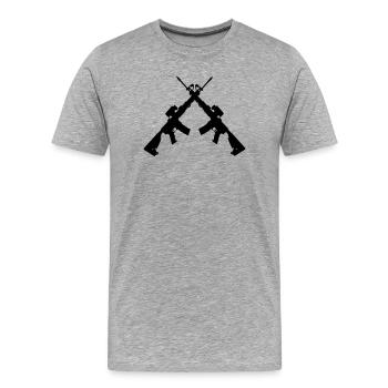 Two crossed Colt C7 - Men's Premium Organic T-Shirt - heather grey - Front - Damien (186cm)