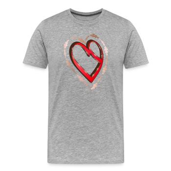 nostalgic red calligraphy heart - Men's Premium Organic T-Shirt - heather grey - Front - Damien (186cm)