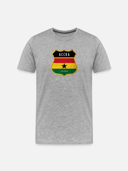 Design du drapeau d'Accra - T-shirt bio Premium Homme - gris chiné