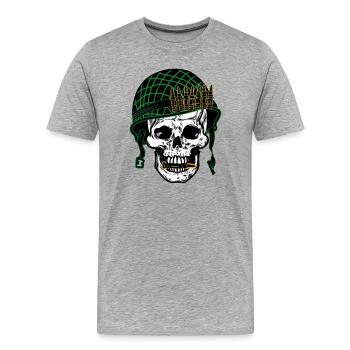 Soldatenschädel - Männer Premium Bio T-Shirt - Grau meliert - Vorne - Damien (186cm)