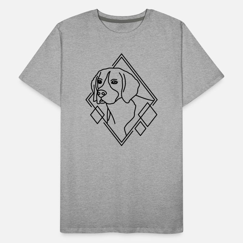 Beagle en forme géométrique - Conception d’art au trait T-shirt bio Premium Homme