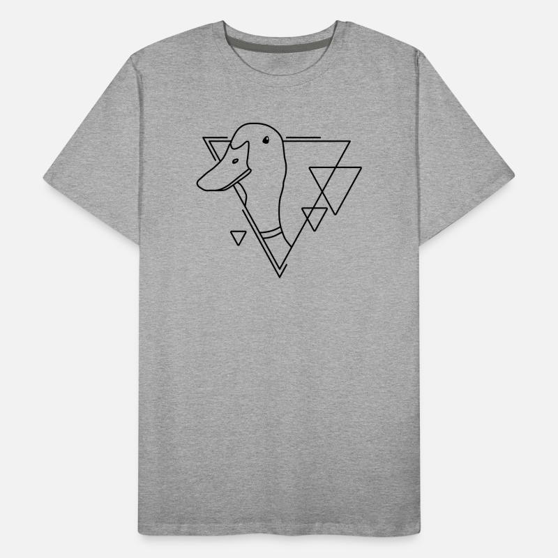 Duck in Geometric Shape - Line Art Design Men's Premium Organic T-Shirt
