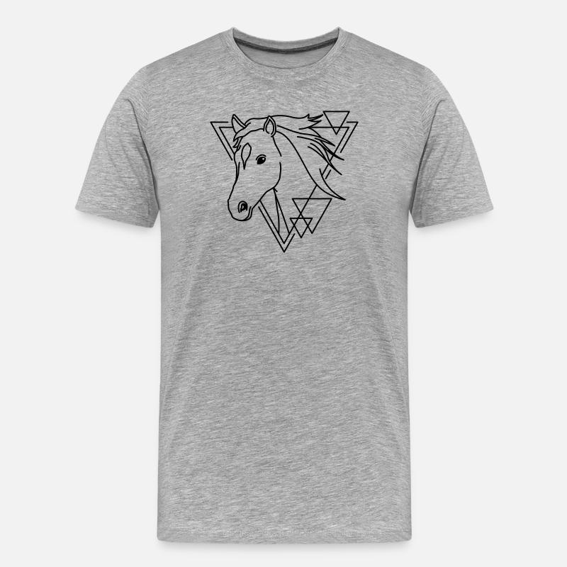 Pferd in geometrischer Form - Line-Art-Design - Männer Premium Bio T-Shirt - Grau meliert