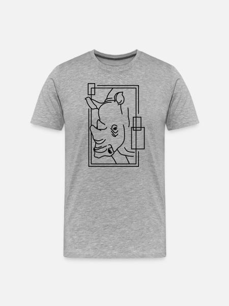 Rhinoceros in geometric design - Men's Premium Organic T-Shirt - heather grey