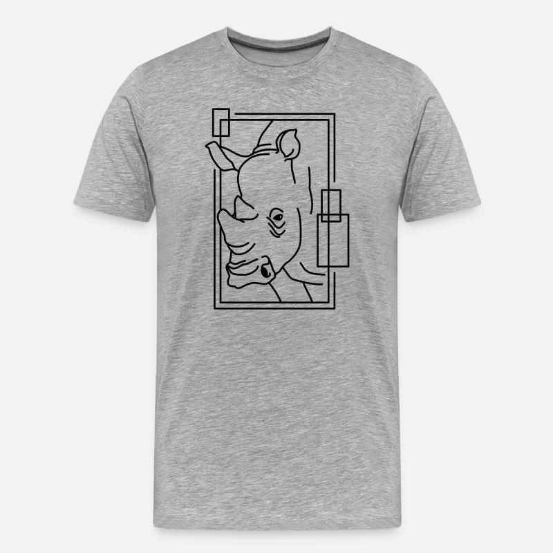 Nashorn im geometrischen Design - Männer Premium Bio T-Shirt - Grau meliert