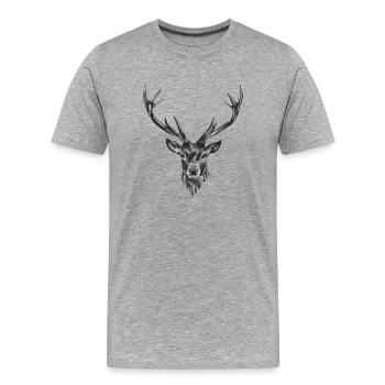 Deer Head Drawing – Realistic Animal Sketch - Men's Premium Organic T-Shirt - heather grey - Front - Damien (186cm)