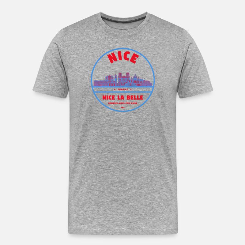 Nice La Belle Stadtsilhouette - Männer Premium Bio T-Shirt - Grau meliert