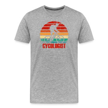 Retro Cyclist Sunset - Männer Premium Bio T-Shirt - Grau meliert - Vorne - Damien (186cm)
