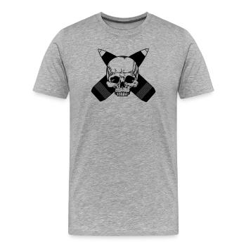Two crossed grenades with skull or skull - Men's Premium Organic T-Shirt - heather grey - Front - Damien (186cm)