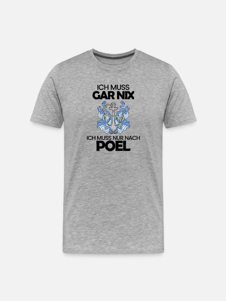 Poel Ostsee Urlaub Anker - Männer Premium Bio T-Shirt - Grau meliert