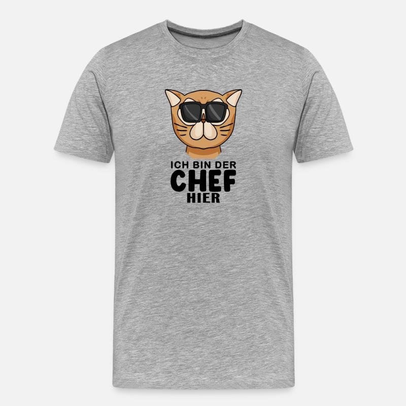 Cool Katze Perserkatze Chef Spruch - Männer Premium Bio T-Shirt - Grau meliert