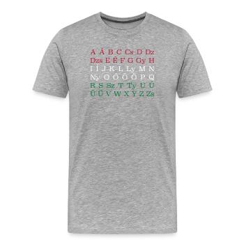 ALPHABET HONGROIS Hongrie Drapeau hongrois - T-shirt bio Premium Homme - gris chiné - Devant - Damien (186cm)